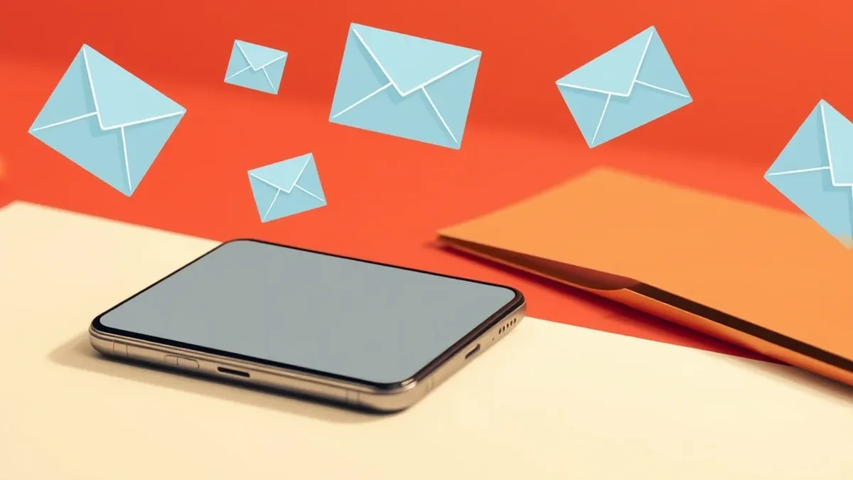 Illustration: A sleek smartphone rests on a desk, its screen displaying a blank phone call interface.