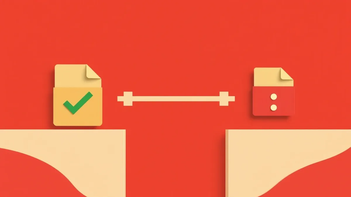 Illustration: A split-view illustration shows a file icon passing through a security gate.