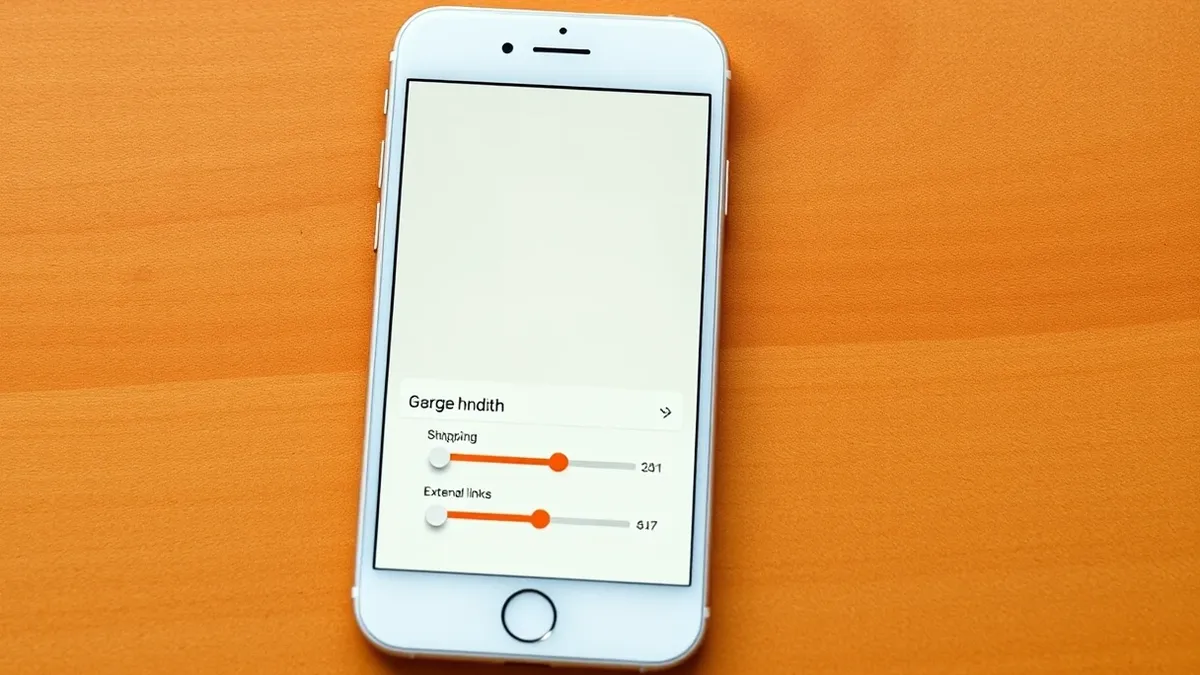 Illustration: A white smartphone rests on a wooden table, its blank screen displaying a simplified chat interface with a single generic hyperlink.