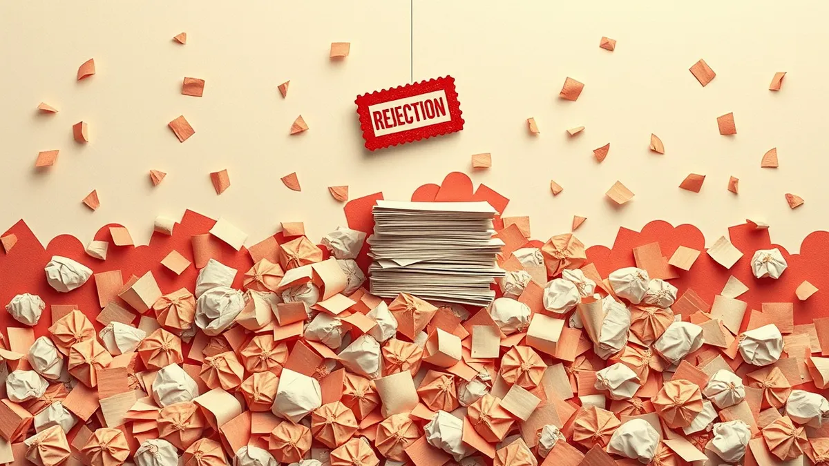 Illustration: A massive pile of crumpled paper balls buries a small, neat stack of pristine documents.